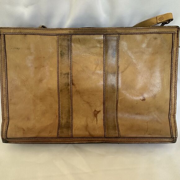 Vintage Leather Attaché Briefcase Brown Bag Retractable Handle Removable Strap - Picture 5 of 16